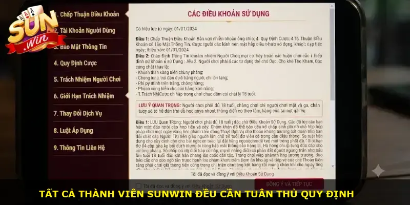 Các Điều Khoản Sử Dụng Sunwin - ảnh 1