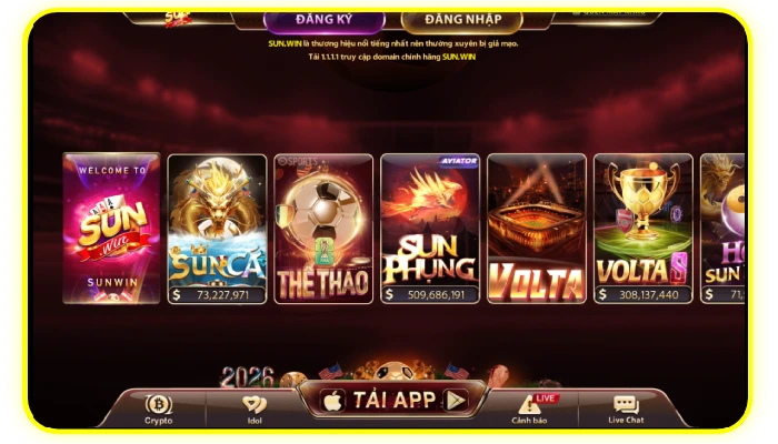 Khung trang chủ của trang SUNWIN DTAC